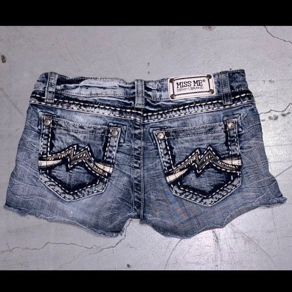 Miss Me Pants - Miss Me Y2K Distressed Heavy Stick Micro Mini Booty Shorts SZ.27